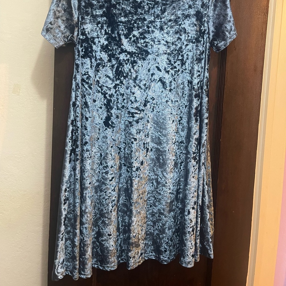 Blue flowy velvet dress